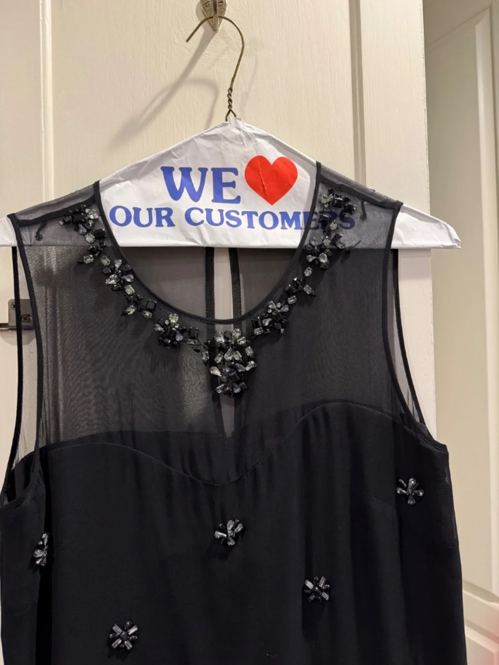 J. Crew Black beaded fringed cocktail dress